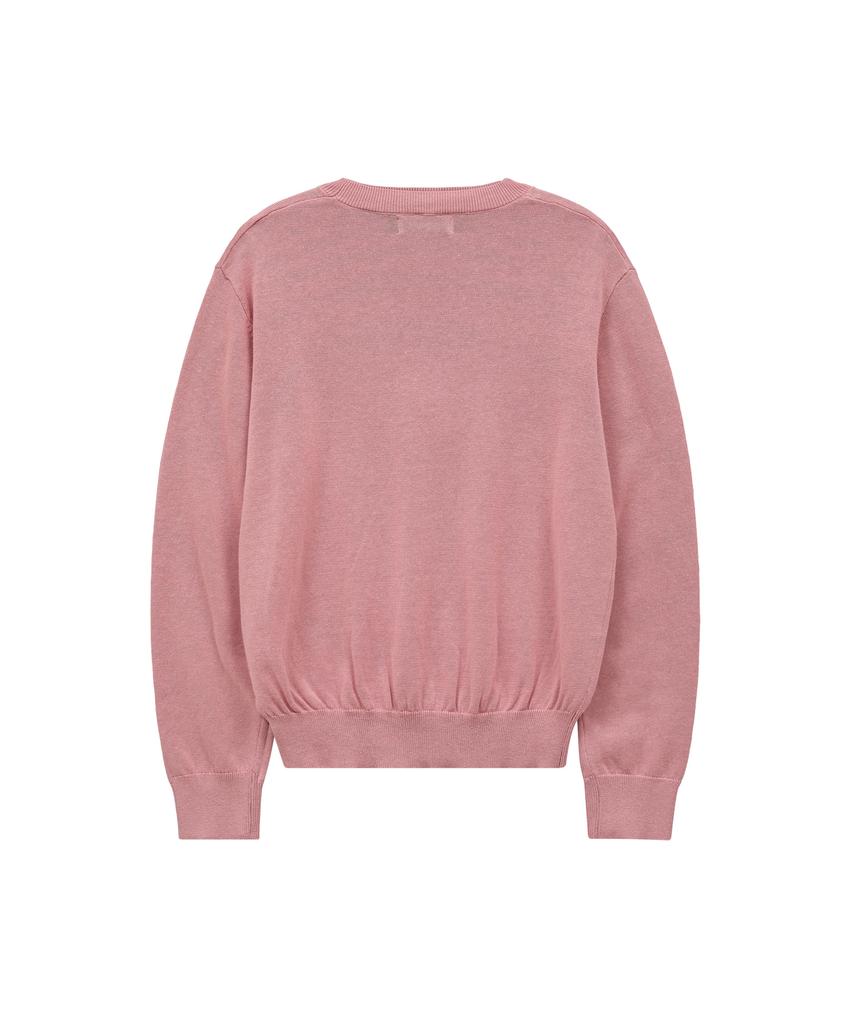 WAIKEI Dolphin Check Applique Crewneck Knit Pink