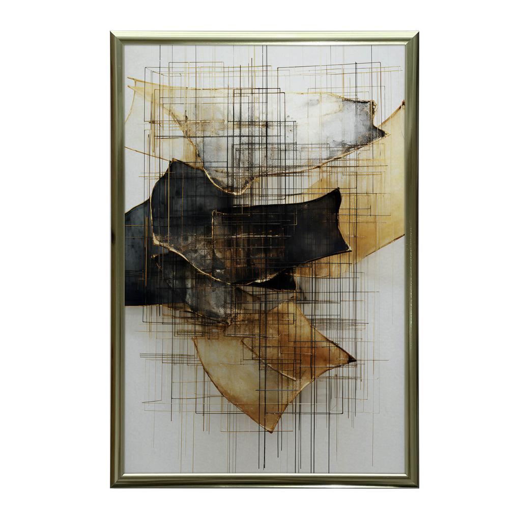 Gold and Black Sculpture In Space Gold and Black Sculpture In Space, 50X70 Cm, Gold Aluminum Frame, 230 Gsm Matte Paper