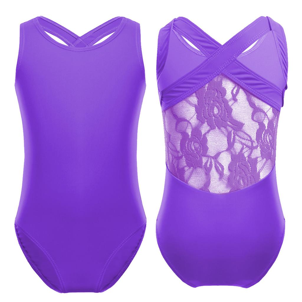 Kids Girls Double Straps Sleeveless Gymnastic Ballet Leotard Jumpsuit Athletic Dance Clothes Tank Tops Outfits