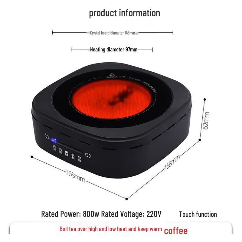 Kesh Mini Electric Ceramic Tea Stove with Touch Control and 1.0L Dual-Use Glass Kettle CN plug (adapter included)