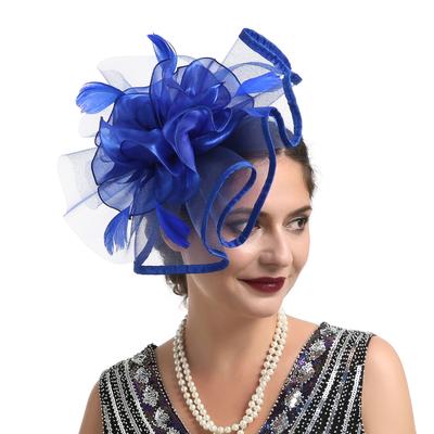 Barrettes Pour Femmes Chapeaux Fleur en Plume Synthétique Forme en Maille Coiffe de Fête Pour Tea Party Cocktail Mariage Église