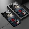 Moon Night Red Rose Pattern Glass Phone Case Suitable for Samsung Galaxy S26 S25 S24 S22 S21 S20 FE/Ultra/Plus Anti Drop