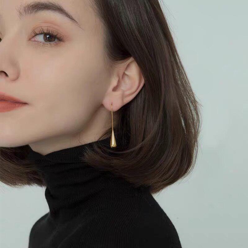 Niche Style Retro Classy Fashion Temperamental Cold Style Water Drop Gold