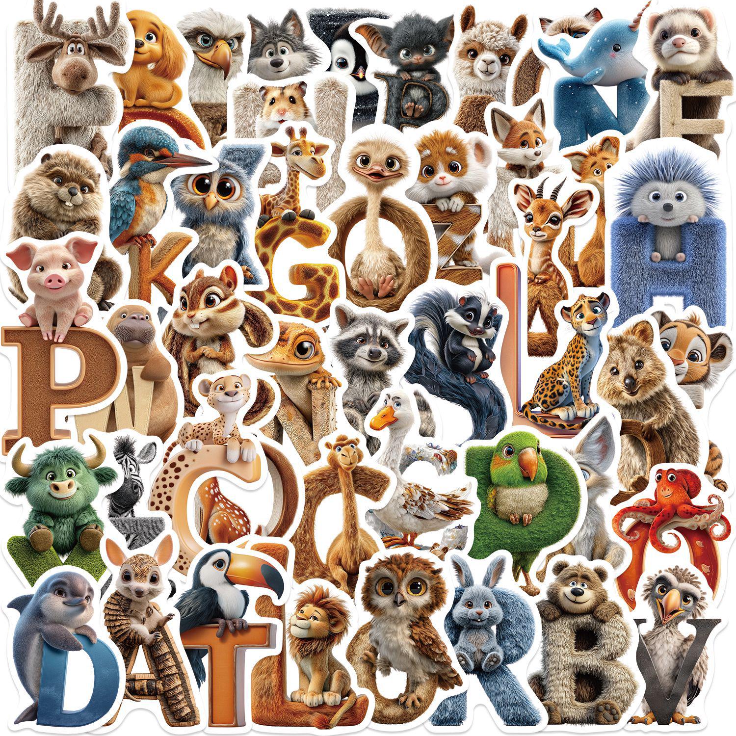 

50 Animal Cartoon Stickers: Waterproof, Self-Adhesive Graffiti Art for Scrapbooks & Phone Cases YCK381