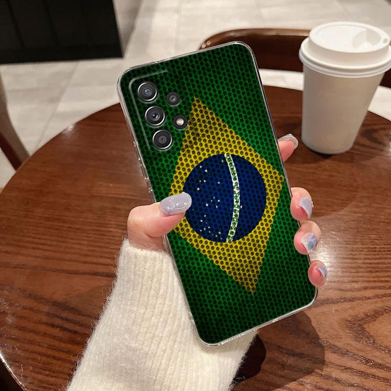 Brazil Flag Clear Soft Phone Case For Samsung Galaxy A56 A57 A37 A55 A54 A36 A35 A26 A25 A16 A17 A07 A52 A34 A73 A53 A21s Cover