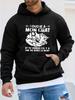 Unisex Autumn/Winter Long-Sleeve Hooded Sweatshirt, "Cat Protector Madness" Domineering Declaration French Creative Print Casual Versatile Top, Laid-B
