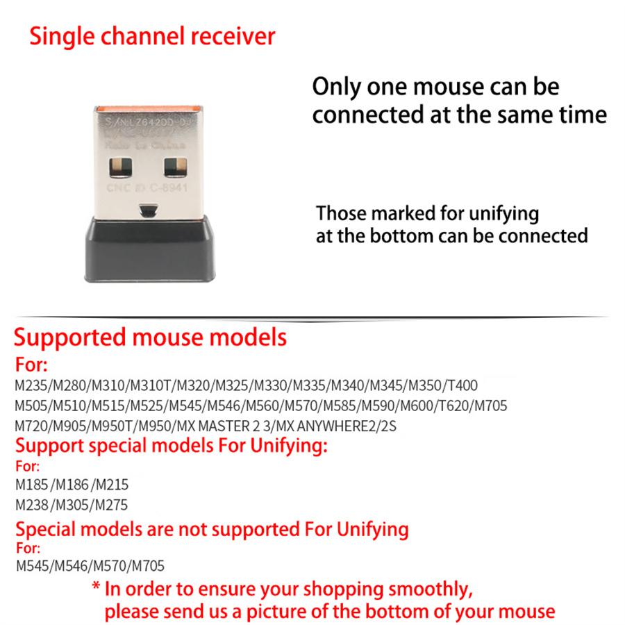 Single Channel Wireless USB Receiver For Logitech Unifying Mouse M235 M280 M310