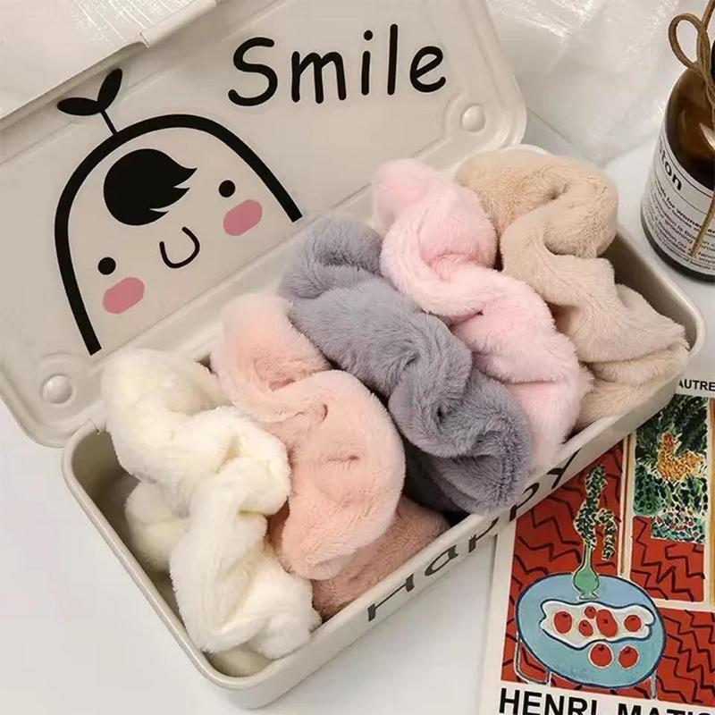 Warm Soft Velvet Hair Scrunchies Furry Elastic Hair Band Women Girls Ponytail Holder Hair Rubber Band Hair Ties Hair Accessories