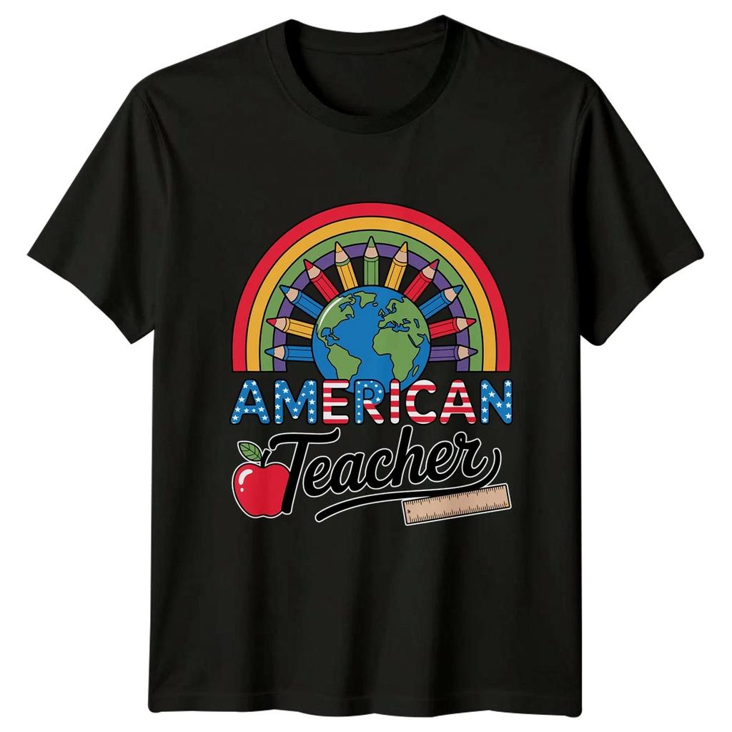 American Teacher Womens T-Shirt 4th Of July School Education Gift For Her