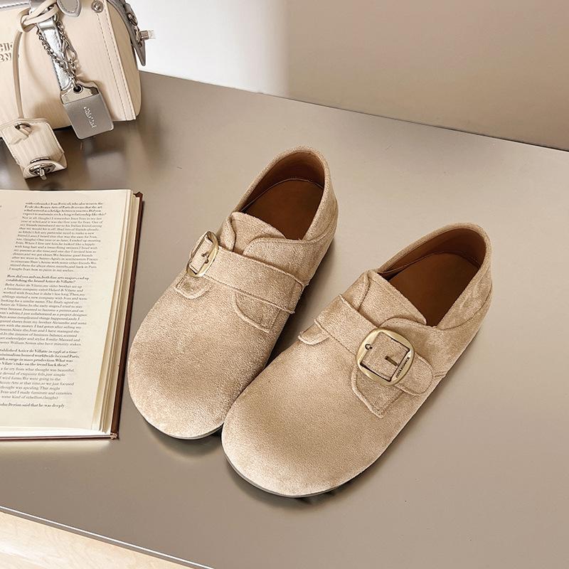 All-inclusive women's new spring and autumn flat-soled single shoes, one pedal inner height increase, soft sole retro