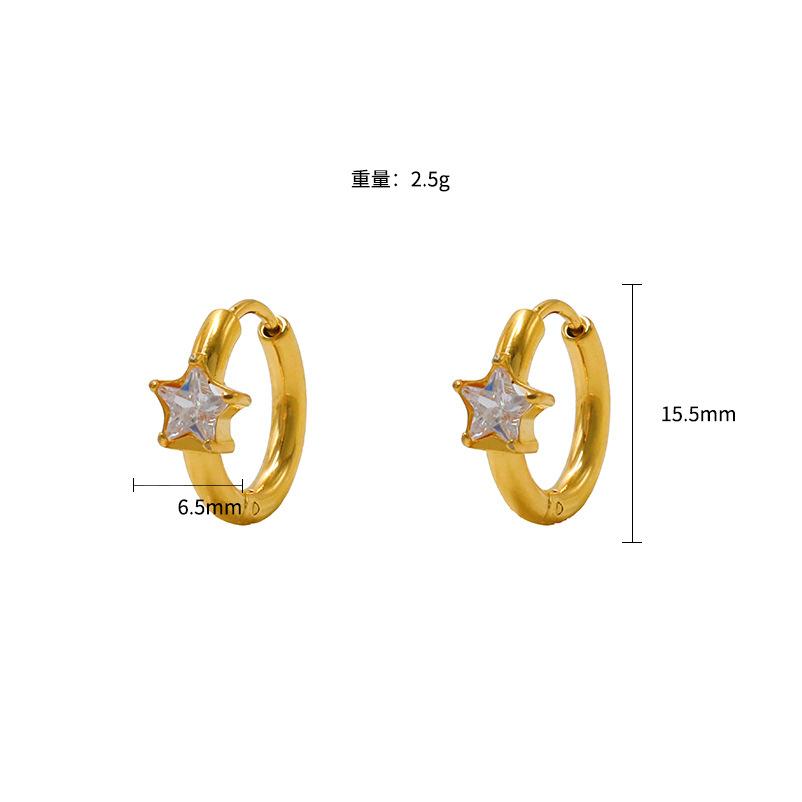 Stylish And Simple Women'S Geometric 316 Material Premium Sense 18K Gold Titanium Steel Rectangular Zircon Earrings