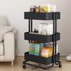 3 Tier Rolling Cart Minimalist Style Sturdy Carbon Steel Mobile Utility Cart for Kitchen Bathroom Living Room Bedroom