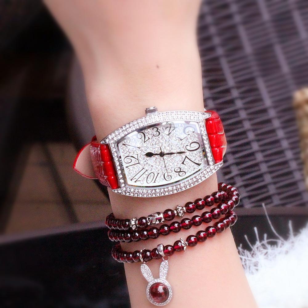 Counter Fashion Digital Face Wine Barrel Watch Women With Quartz Full Diamond Tide Watch