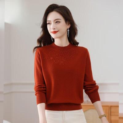 Women's 100% Pure Wool Round Neck Pullover Sweater