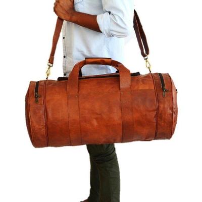 Bolsa vintage genuína de couro de cabra, bagagem de viagem para academia, bolsa de viagem para fim de semana e pernoite