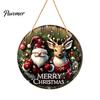 Family Christmas Home Decor Wooden Hanging Pendant, Snowman/Santa Claus/Gnome Ornament with Decorative Craft Pieces Hemp Rope for Indoor Outdoor