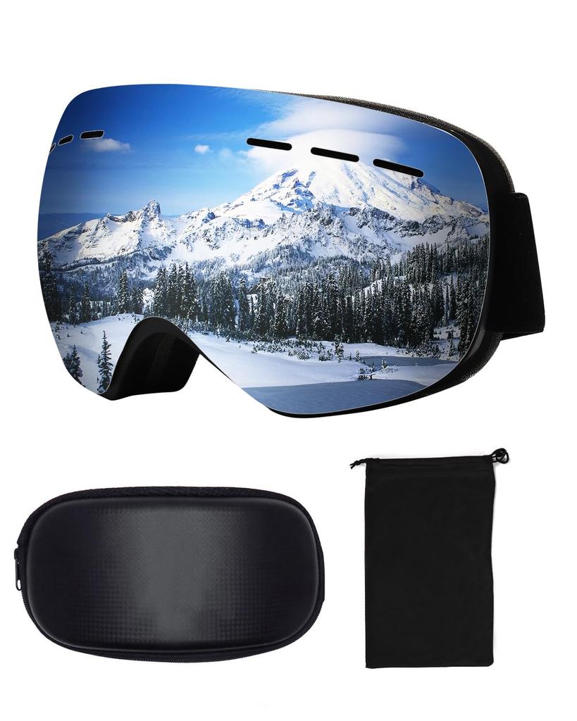 CHMKSTC and Snowboard Goggles with Double UV Spherical Wide Field of Glasses Removable OTG Helmet Revolving Unisex Sports Suitable for Mountain and