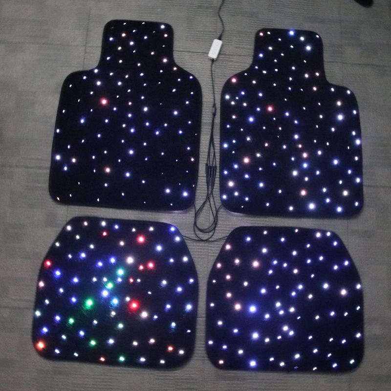 Car foot mat modification fabric fiber optic starlight complete car carpet 4 pcs universal fiber optic starlight