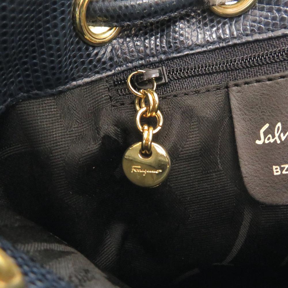 Used AUTHENTIC Salvatore Ferragamo BZ215676 Vala Backpack Daypack Embossed Leather