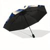 1pc Floral Blue Automatic Folding Umbrella, 8-Rib Sturdy Canopy, Portable Travel Umbrella for Outdoor Use