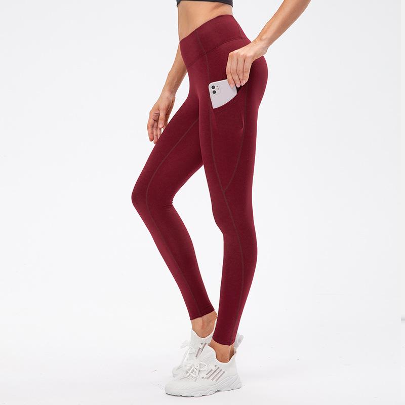 Women's Fleece-Lined High-Waisted Yoga Leggings with Pockets - Warm for Autumn/Winter - Style 12366