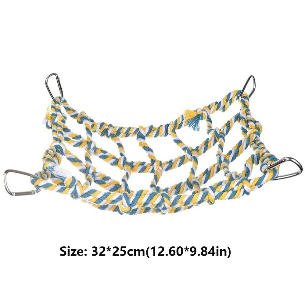Kreatives Baumwollseil Haustier-Kletternetz Bunt mit Haken Papageienhaken Netzkäfig Zubehör