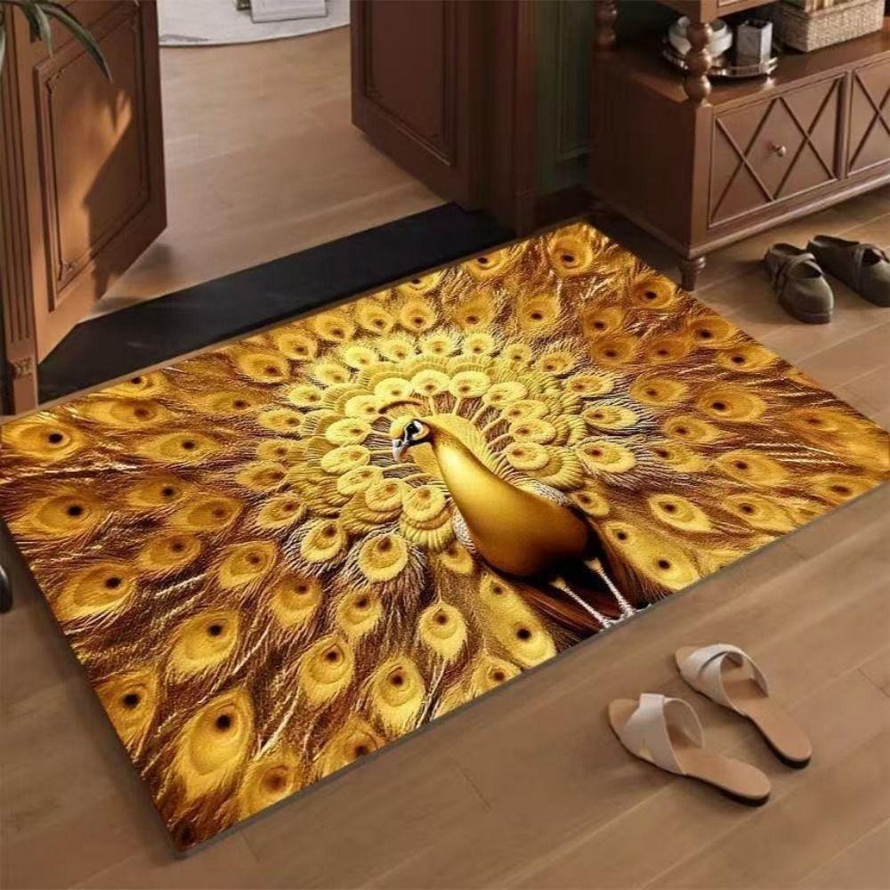 Non-slip Peacock Carpet Special-shaped Bathroom Floor Mat  for Living Room Tea Table Bedside