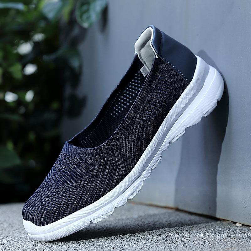 Herbstschuhe für Mütter mittleren Alters und ältere Mütter, Damen-Freizeitschuhe aus gewebtem Mesh-Stoff, Atmungsaktive Sportschuhe, Einschlupfschuhe für ältere Menschen