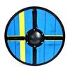 Medieval viking shield, wooden shield of ragnar viking, battles sweden flag for wall art,