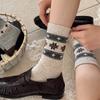 Damen Herbst- und Winter Warme Retro Farbkontrast Wollfrotteesocken