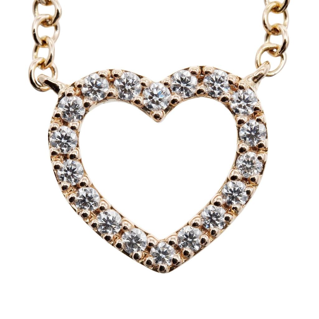 TIFFANY&Co. Metro Heart Necklace K18 Pink Gold/diamond 2g Women Used