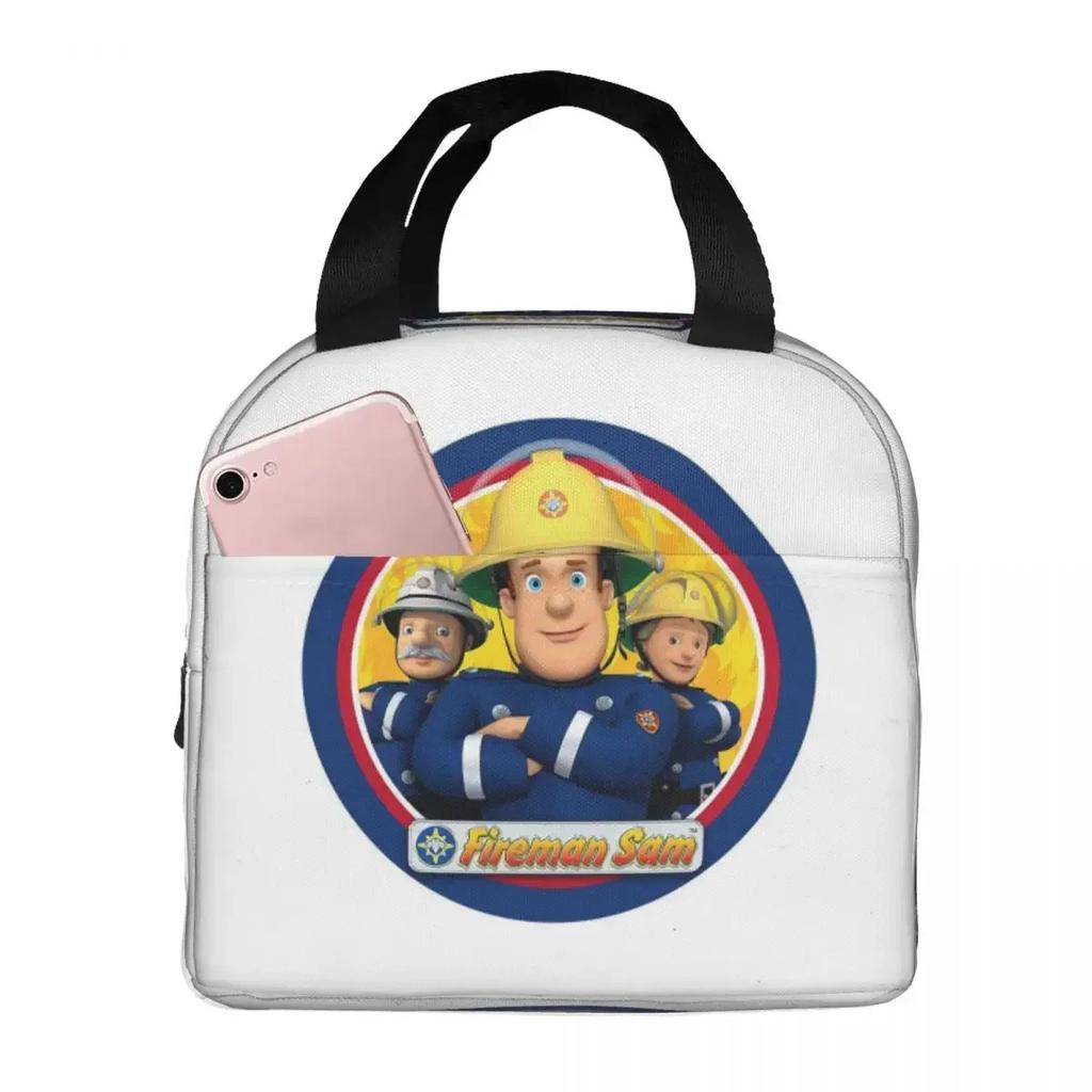 Fireman Sam Cartoon Insulated Lunch Bag for Women Children Leakproof Food Boxes Thermal Lunch Box Tote