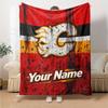 Name Custom Calgary Flames Logo Print Flannel Blanket High Quality Warm Comfortable Cover for All Seasons Perfect for Gifts Home Decor