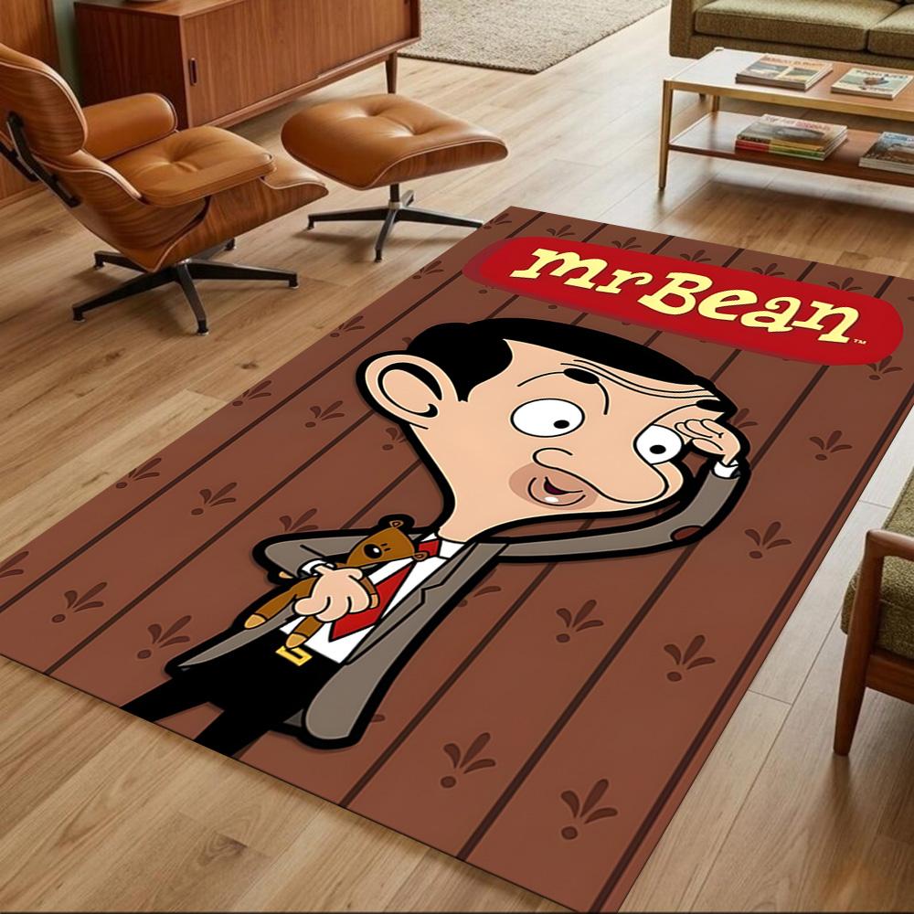 Mr.Bean Expressive Facial Features Cleanable Rug Soft Plush Water-resistant & Washable Corridor & Entryway Bohemian Boho Style Housewarming Gift Idea