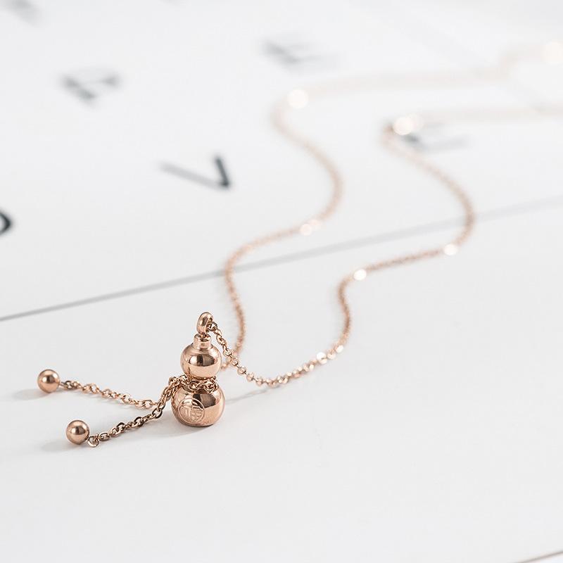 316L Stainless Steel No Fading Chinese Style Lucky Gourd Necklace Simple Stainless Steel Women's Necklace Wholesale Necklace for Women