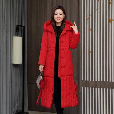 Mom Cotton-padded Clothes Women's Ethnic Style Down Cotton Long Cotton-padded Jacket 2025 New Jacket Knee-length Cotton-padded 