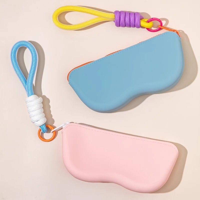 Soft Silicone Zipper Glasses Bag Sunglasses Waterproof Storage Protective Cover Hanging Bag Coin Purses Dustproof Glasses Box