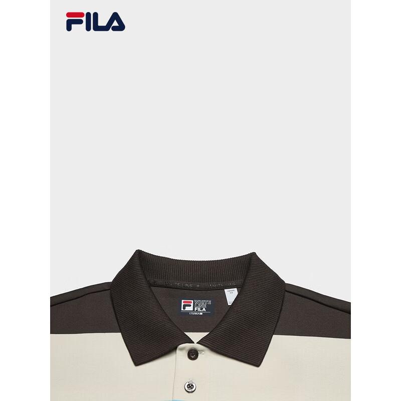 FILA Men's Colorblock Striped Knit Long Sleeve Polo Shirt