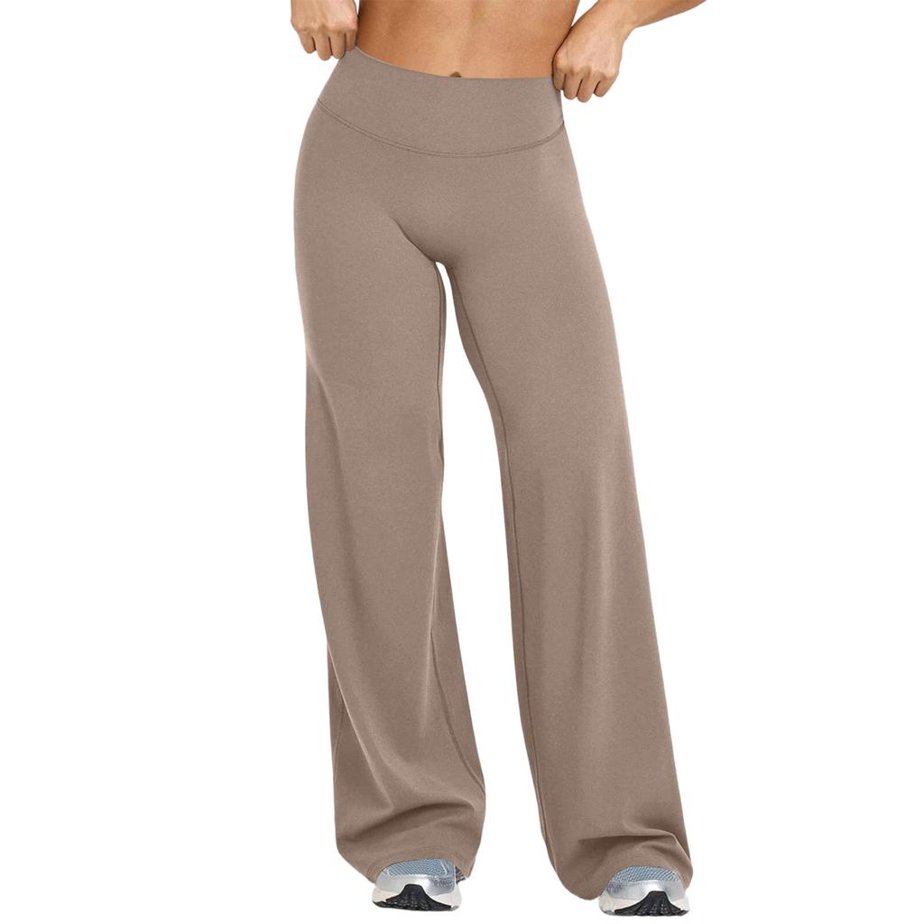 Women's High-Waist Flare Loose-Fit Straight Yoga Pants For Outdoor Sports