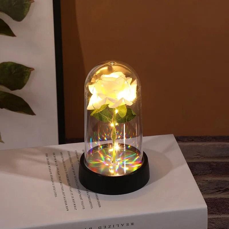 Wedding Birthday Valentine Day Present Eternal Rose Flower Vivid Luminous Ornament For Women Mom Girlfriend Wife Household Decoration