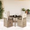 VidaXL Garden Bistro Set 5 Pcs Beige Cushions Poly Rattan 3277096