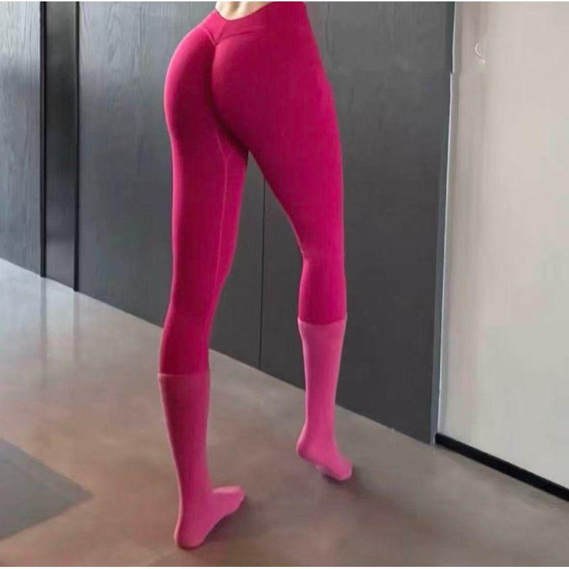 High-Waisted European and American Style High-Elastic Butt-Lifting Fitness Pants, Peach Butt Tight Seamless Leggings, Yoga Cropped Pants for Women