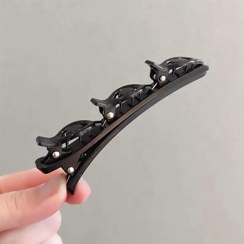 Flower Sparkling  Butterfly Braided Hair Clips Four-Leaf Clover Chopped Hairpin Duckbill Claw With 3 Small Hair Barrettes