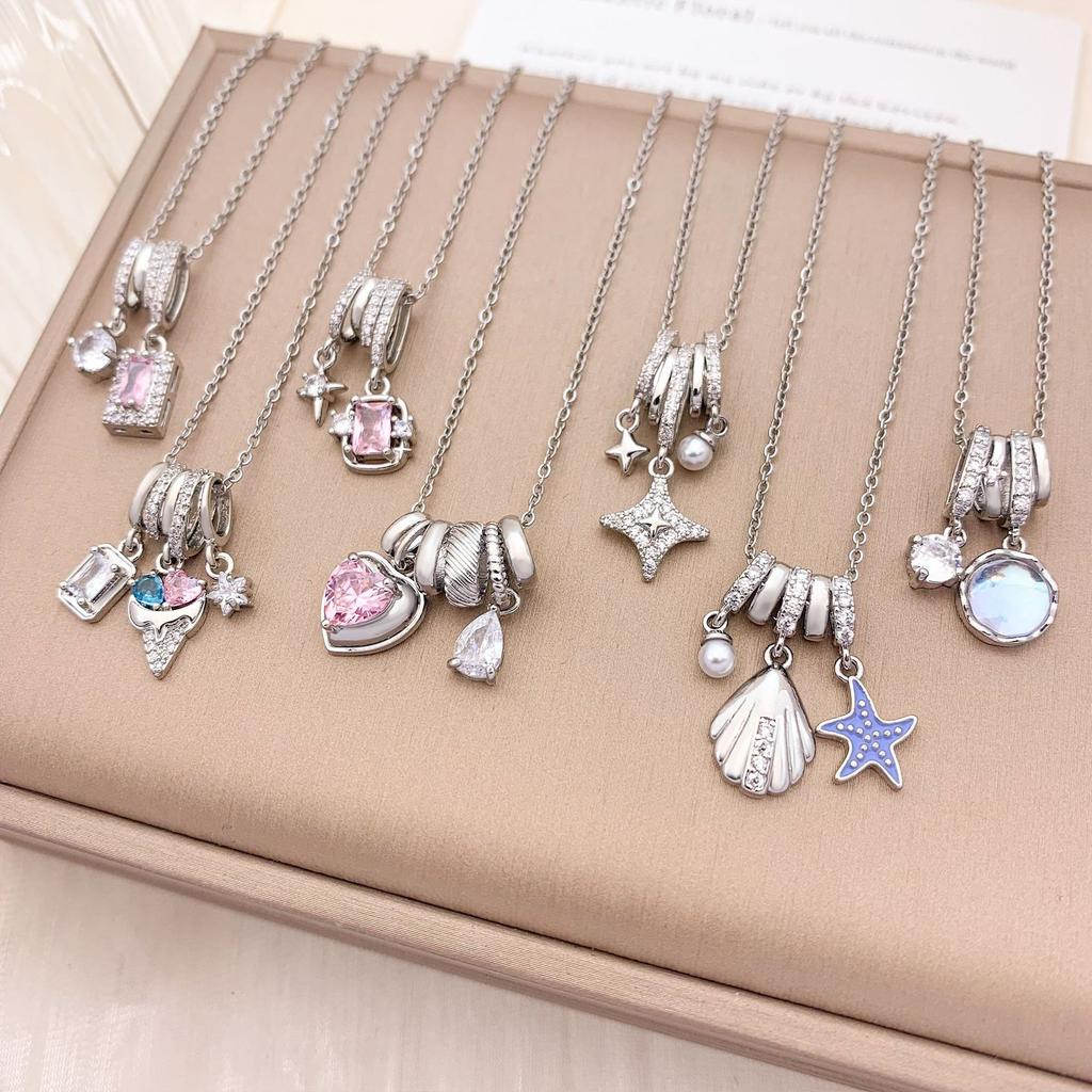 Necklace Explosive Square Ice Cream Color Necklace Light Luxury Micro-inlaid Zircon Temperament Advanced Sense Simple Accessories