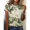 Women's Striped Letter Print T-Shirt Casual Round Neck Short Sleeve Summer Loose Tee Top Daily Loose