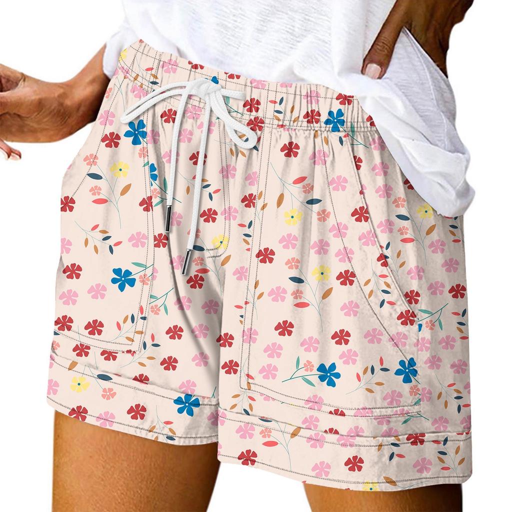 Damen Casual Sommer Elastische Strandshorts Print Casual Shorts