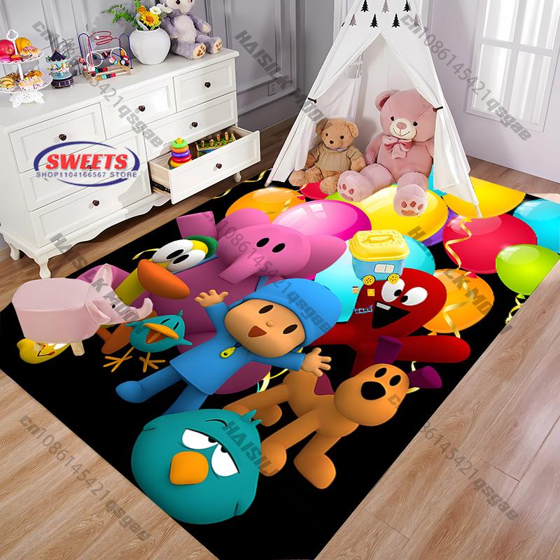 Süßer Cartoon P0c0y0 Motiv Teppich für Wohnzimmer, Schlafzimmer, Kinderzimmer, Großer rutschfester Dekorativer Teppich, Wunderbares Geschenk für die Familie