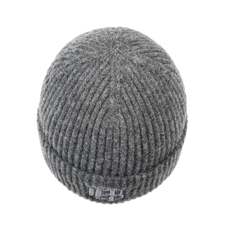 Autumn Winter Men's Hat Knitted Velvet Warm Cap Outdoor Young and Middle-Aged Wind-Proof Cap