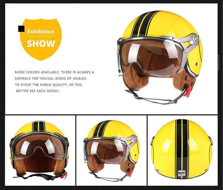New Fashion DOT 3/4 Open Face Motorcycle Helmet for Men Women ABS Lightweight Vintage Scooter Half Helmet Casco De Moto