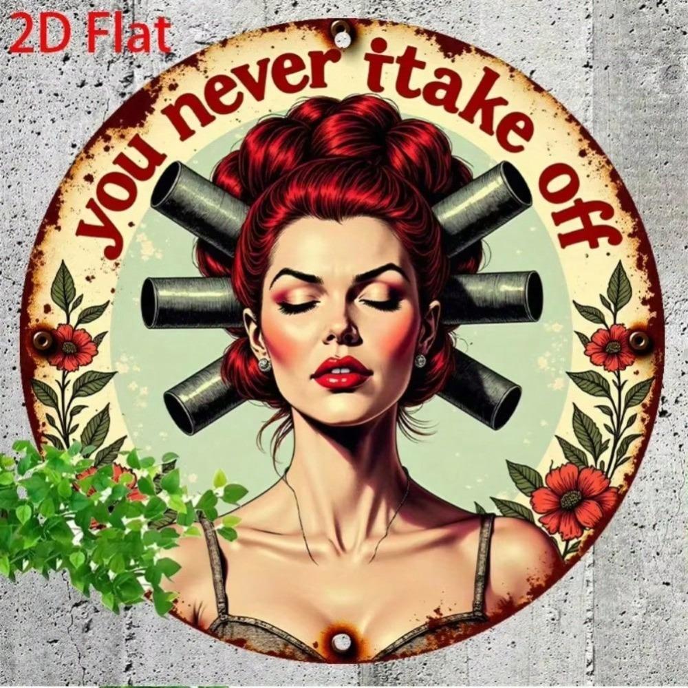 Vintage Redhead Woman Metal Tin Sign Retro Wall Art Home Bar Cafe Decor
